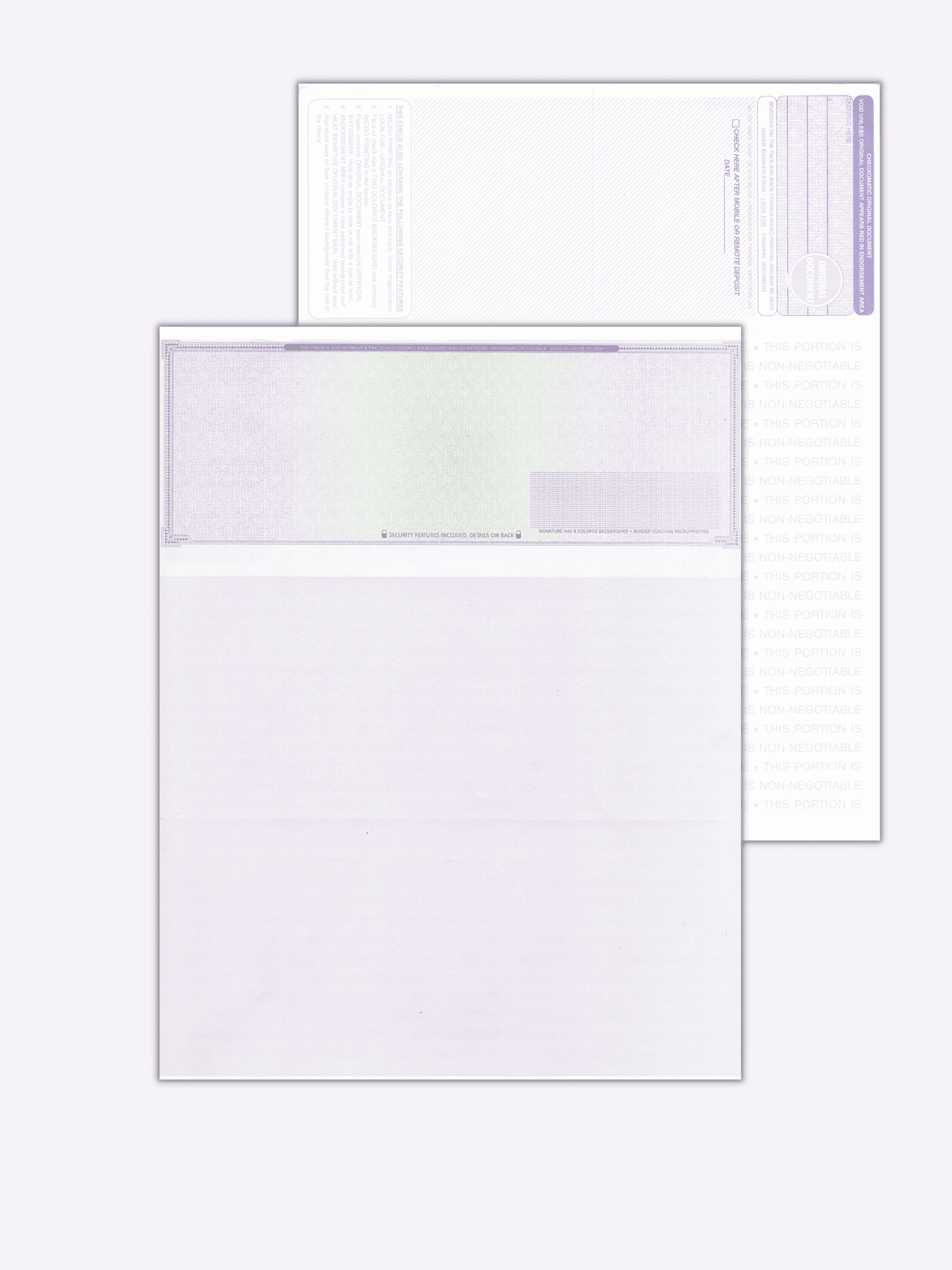 Blank Check Paper Stock-Check On Top-Purple Marble-Count/500 