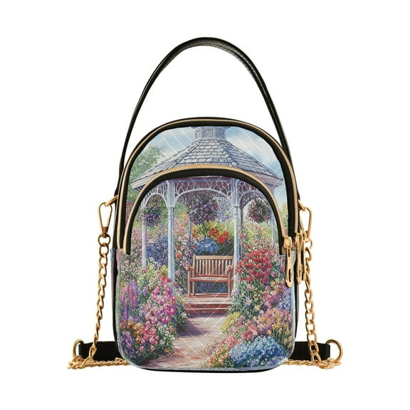 YAZAOO Cross Body Fashion Shoulder Waist Purse Bags Victorian Art Gazebo Printing Pocket Handbags