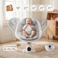 thumbnail image 3 of Electric Baby Swing for Newborn with Remote Control, Bluetooth, 5 Swing Speeds, Timer, 10 Lullabies, Interactive Toys, Side to Side Swing, Beige, 3 of 7