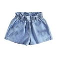 thumbnail image 3 of Mlqidk Girls Jeans Shorts Size 10-12 Summer Beach Elastic Belt Jeans Shorts Girls Casual Wide legs Mini Shorts with Pockets Blue 3-4 Years, 3 of 3