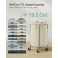 thumbnail image 3 of 18.5Gal Round Laundry Sorter Laundry Hamper with Wheels Rolling Laundry Cart with Removable Bag for Laundry Room Cream and Silver, 3 of 7
