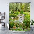 thumbnail image 2 of Garden Shower Curtain Spring Summer Nature Plants Rustic Wild Flowers Bushes Stone Courtyard Fabric Bathroom Curtain with Hook, 2 of 3