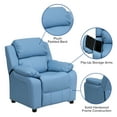 thumbnail image 6 of Flash Furniture Deluxe Padded Contemporary Light Blue Vinyl Kids Recliner with Storage Arms, 6 of 13