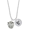 thumbnail image 1 of Delight Jewelry Silvertone Large Antiqued Pumpkin Silvertone Script Initial Disc - C - Charm Necklace, 20"+3", 1 of 4