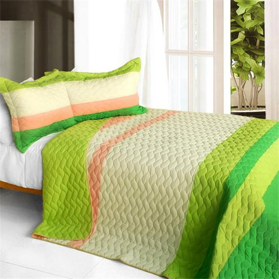 QTS01127-23 Smile Again - 3 Pieces Patchwork Quilt Set  Full & Queen Size - Green