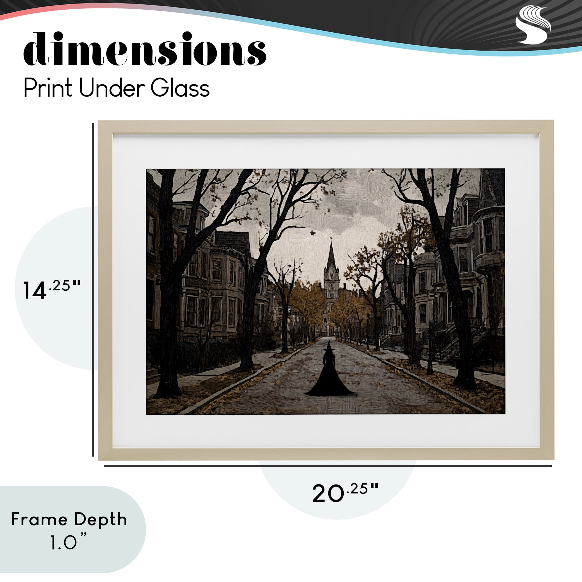 Stupell Industries Witch Strolling Town Streets Birch Framed Print Under Glass, design by Jacky Ngan