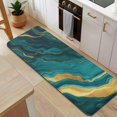 thumbnail image 5 of Teal and Gold Marble Wavy Veins Pattern Kitchen Rug Mat,Kitchen Runner Rugs Non Skid Washable,Decorative Kitchen Floor Mats for Kitchen,Sink,Laundry,17"x47.2", 5 of 7