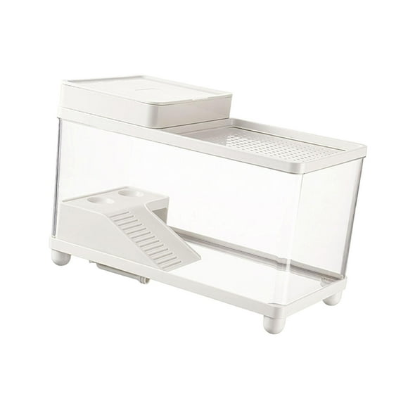Almencla Large Turtle Tank Multifunction Turtle Habitat Box for Tortoises Snake Gecko White