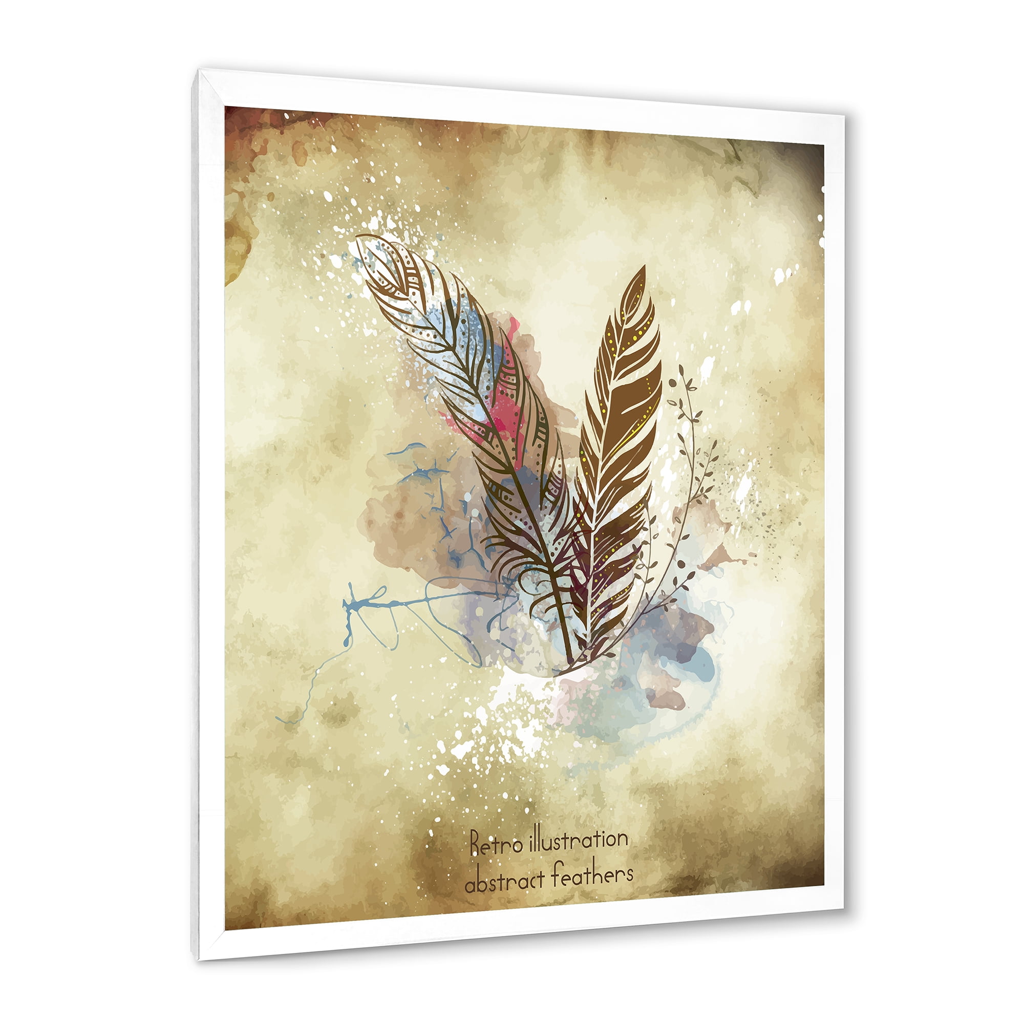 Designart 'Beige Vintage Flowers' Vintage Framed Art Print