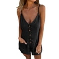 thumbnail image 2 of GZWYHT Rompers for Women Overalls for Women Girls Romper Strappy Sleeveless Tie Front Jumpsuit With Pockets Lounge Sets for Women Casual Jumpsuits for Women Black S, 2 of 5