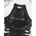 thumbnail image 5 of Eandarui Girls Sparkly Sequins Cutout Back Gymnastic Leotards Halter Neck One-Piece Ballet Dance Black 10, 5 of 7