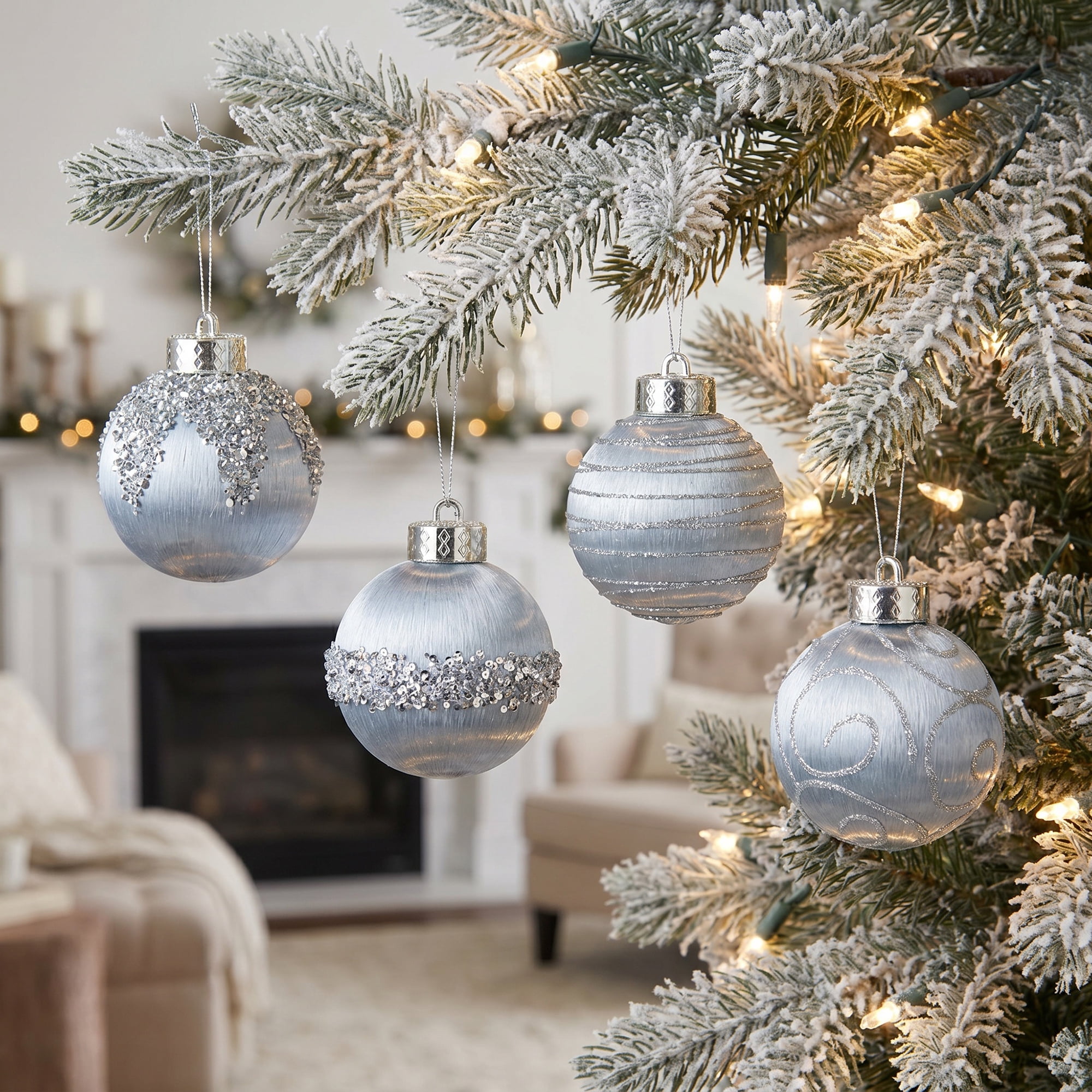 Unique Bargains 9Pcs Handpainted Christmas Large Orbs Shatterproof Foam Grey 3.1"
