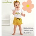 thumbnail image 2 of Younger Tree Infant Baby Girl My 1st Birthday Outfits Set Toddler Summer Romper Shorts Headband Clothes for 12-18 Months, 2 of 8