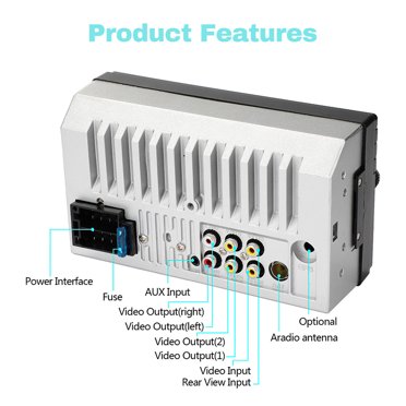 NHOPEEW 7" Double Din Bluetooth Car Stereo - Touch Screen, Mirror Link, FM, EQ, Backup Camera Input, Steering Wheel Control