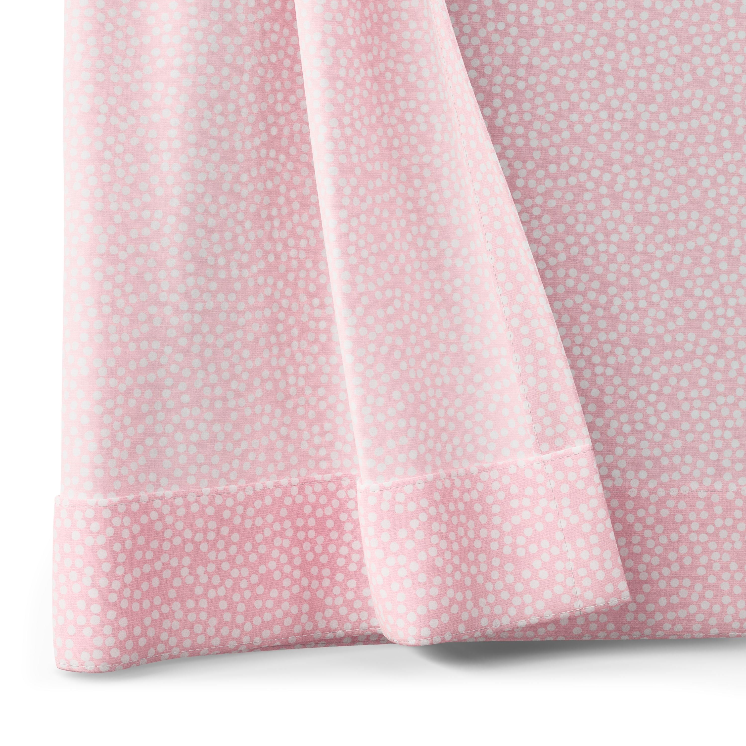 Mainstays Kids Pink Dotted Light Filtering Tie Top Single Curtain Panel, 38 in W x 84 in L