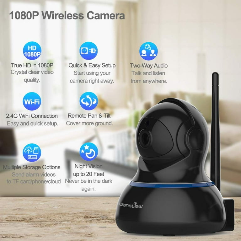 Wansview Wireless 1080P IP Camera, WiFi Home Security Surveillance Camera  for Baby/Elder/Pet/Nanny Monitor, Pan/Tilt, Two-Way Audio & Night Vision  Q3-S 