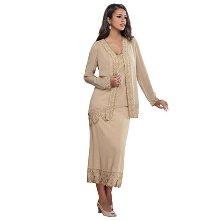 Roaman's Women's Plus Size Beaded Skirt Set