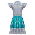 thumbnail image 4 of TiaoBug Girls Halloween Alien Dresses Cap Sleeve High Waist Metallic A-Line Dress Space Dress Up Silver 14, 4 of 7