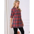 thumbnail image 3 of DARING DIVA Women's Check Top V Neck Half Sleeve Casual Tunic Blouse Red XL, 3 of 8