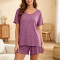 thumbnail image 2 of WRKEKC Summer Pajama Set for Women Floral Printed Top with Solid Shorts 2 Piece Sleep Set Loungewear Pajamas Home Wear, 2 of 6