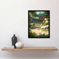 thumbnail image 2 of Zen Garden Bright Painting Stone Steps Bathed in Sunlight Leading to Tea House Serene Spring Bloom Yard Art Print Framed Poster Wall Decor 12x16 inch, 2 of 3