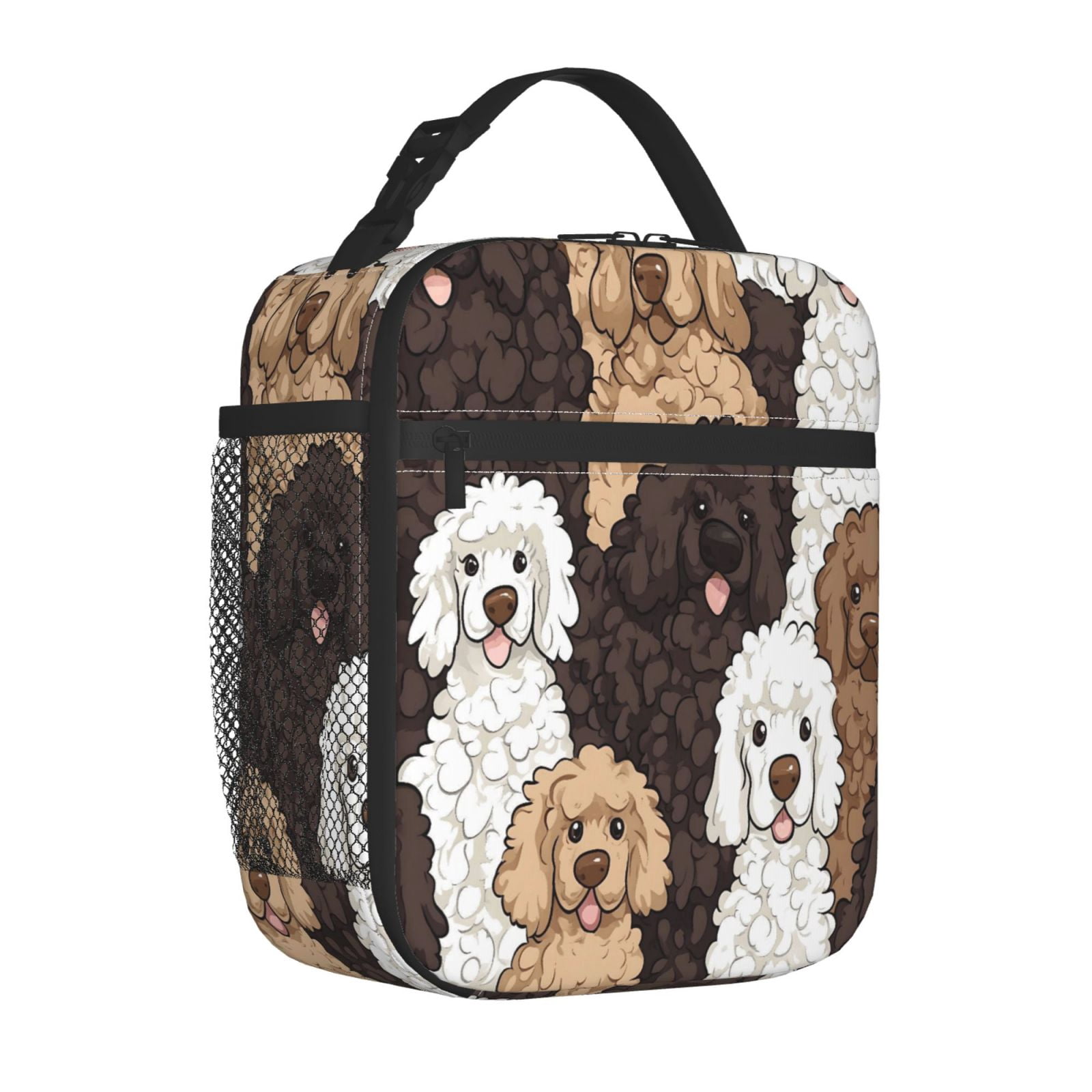 Lunch Bag For Women Men Insulated Portable Lunch Box Bento Box Office Picnic Travel Cooler Bag Curly-Haired Dog
