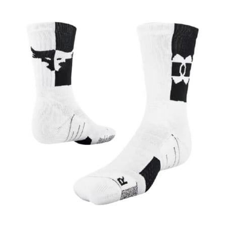 Under Armour Unisex Project Rock Playmaker Crew Socks Medium White/Black 1362703-100
