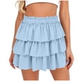 thumbnail image 7 of Karight Womens High Waist Tiered Ruffle Mini Skirt Boho Elastic Waist Flowy Layered Skirt, 7 of 7