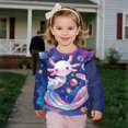 thumbnail image 3 of Uorisanigo Toddler Sweatshirt Crewneck Pullover Tops Oversized Ruffle Shoulder Kawaii Axolotl Planet Sweatshirt for Girls Novelty & Comfortable Sweater Hoodies, 3 of 7