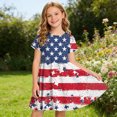 thumbnail image 5 of Amidoa Girl Dresses 4th of July Swing A-Line Short Sleeve Dress Casual Summer Sundress for Kids Multicolor Size 9, 5 of 9