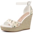 thumbnail image 1 of Sandalias con tacones de cuña Allegra K Alpargatas con plataforma de encaje para mujer Verde 7, 1 of 6