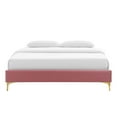 thumbnail image 6 of Platform Bed Frame, Queen Size, Velvet, Pink, Modern Contemporary Urban Design, Bedroom Master Guest Suite, 6 of 7