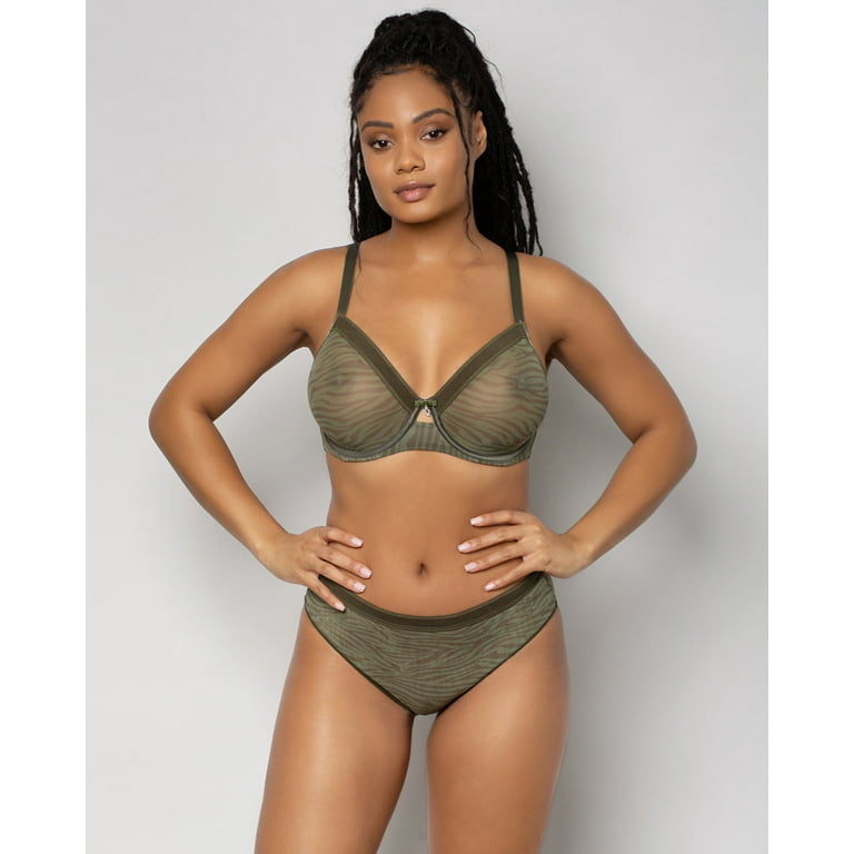 Curvy Couture Womens Sheer Mesh Full Coverage Unlined Underwire Bra :  : Clothing, Shoes & Accessories