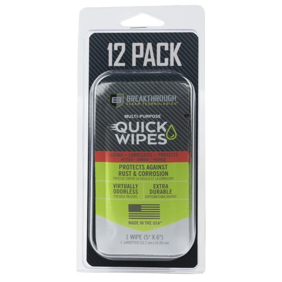 Breakthrough Clean Technologies® Multi-Purpose CLP Quick Wipes, 5" x 6", 12-Pack