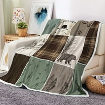 Cabin Retro Rustic Lodge Chunky Throw Blanket for Couch Bedroom Bedding Decor Office, Bear Deer Country Hunting Wild Animal Soft Thick Flannel Bed Blanket Decorations (640 Grams 50X60 Inches)