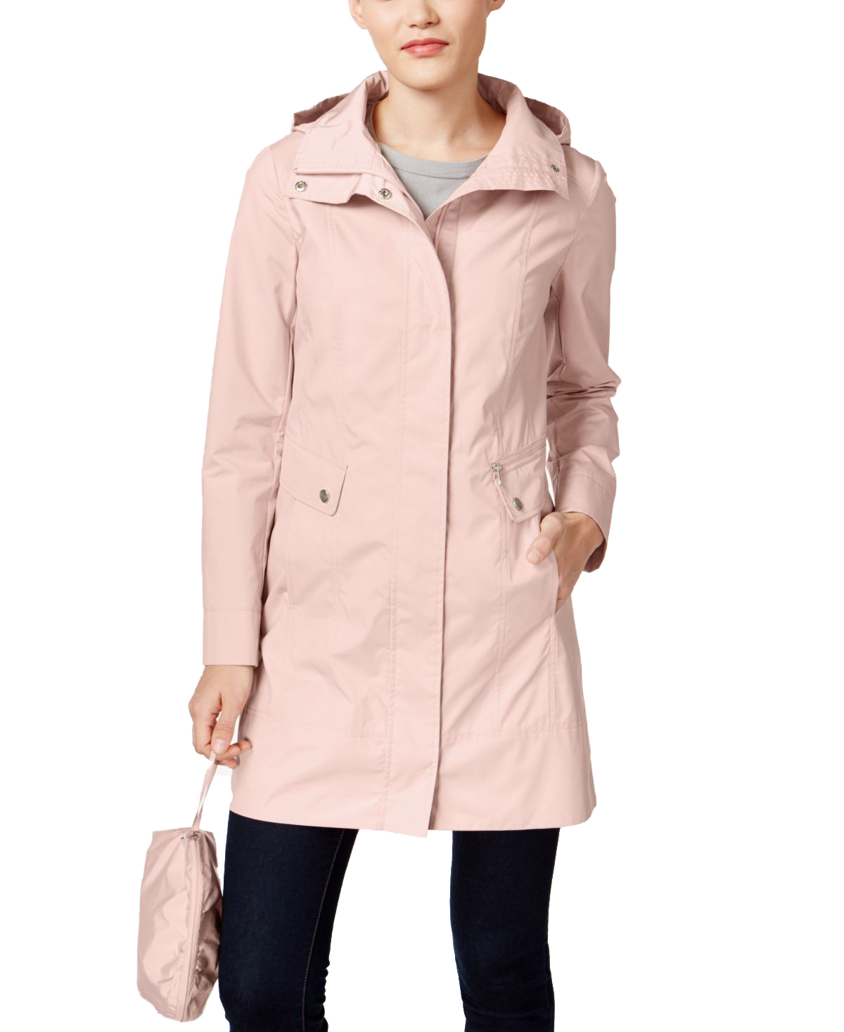Cole Haan Packable Hooded Raincoat - Canyon Rose