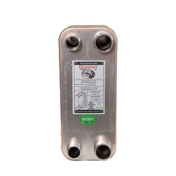 50 Brazed Plate Heat Exchanger, 100,000 BTU