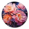 thumbnail image 2 of Designart "Pink Peonies Charm III" Floral Oversized Wall Clock, 2 of 5