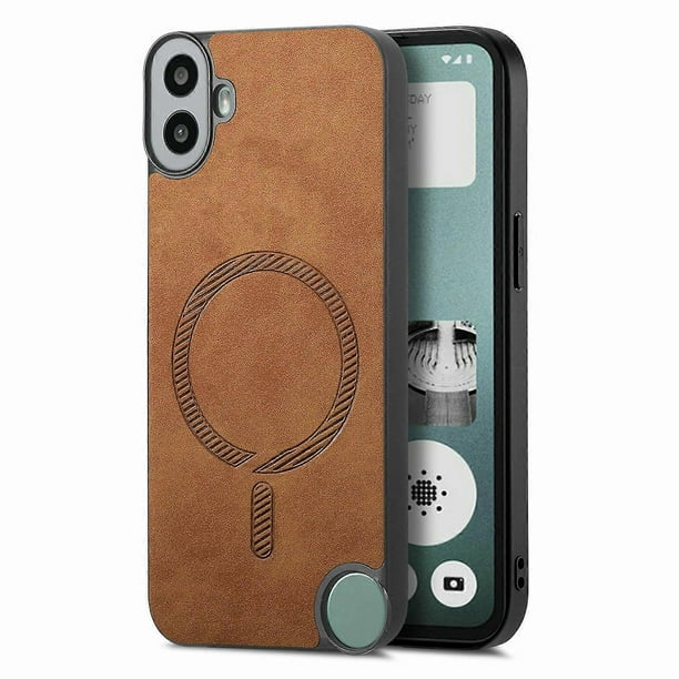 For Nothing CMF Phone 1 Leather Back Case Compatible with MagSafe Skin-Touch Phone Cover - Green