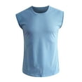 thumbnail image 2 of Linfrsh Men’s Gym Muscle Tank Top Crewneck Sleeveless Workout Top Cotton T-Shirt Light Blue,2XL, 2 of 4