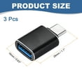 thumbnail image 2 of 3 Pcs Adaptador USB, Adaptador USB C a USB, Convertidor USB a USB C, Adaptador USB Tipo C, Adaptador USB C, Adaptador de cable USB a USB C para teléfono, laptop, coche, negro, 2 of 5