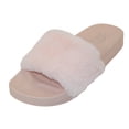 thumbnail image 3 of Womens Slippers with Faux Fur Flat Slides Size 6-11., 3 of 5