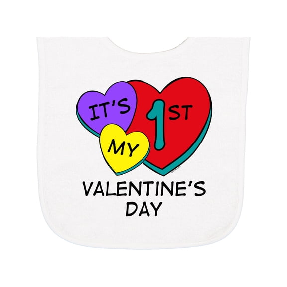 Inktastic 1st Valentine's Day Hearts Baby Terry Cloth Bib