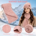 thumbnail image 3 of KOITHOT 3 Pcs Women Winter Beanie Hat Gloves Scarf Set, Chenille Winter Hat with Thick Soft Touch Screen Gloves Long Warm Scarf Knitted Pink, 3 of 7