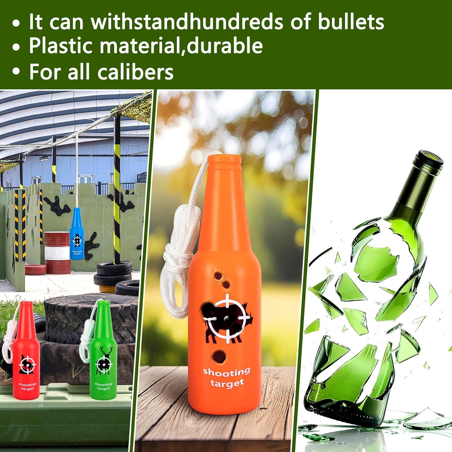 Ebaokuup 8 Pack Shatterproof Bottle Shooting Targets, Hunting Plastic Bottle Targets with Hanging Rope, Portable Bright Color Bottles Target for Indoor Outdoor Gun Range Firearm Practice Accessories