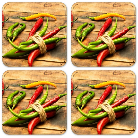 Vinyl Drink Coasters - Set of 4 - Chilis
