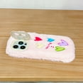 thumbnail image 4 of Cute Fluffy Case for iPhone 14, Camera Cover Kickstand Design Furry Funny Faux Winter Fur Case Soft Silicone Shockproof Kawaii Cover for Women Girls for iPhone 14 - Pink, 4 of 7