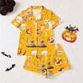 thumbnail image 2 of TGPMGRZ Ladies Halloween Pajamas Elegant Button Down Shirts Relaxed Fit Shorts Halloween Couple Pajamas, 2 of 9