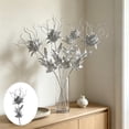 thumbnail image 4 of Artificial Silver Flower Stems Faux Metallic Roses, Bendable Branches For Home Vase Centerpiece, Wedding Party Farmhouse Table Arrangement Decor And Display, 4 of 6