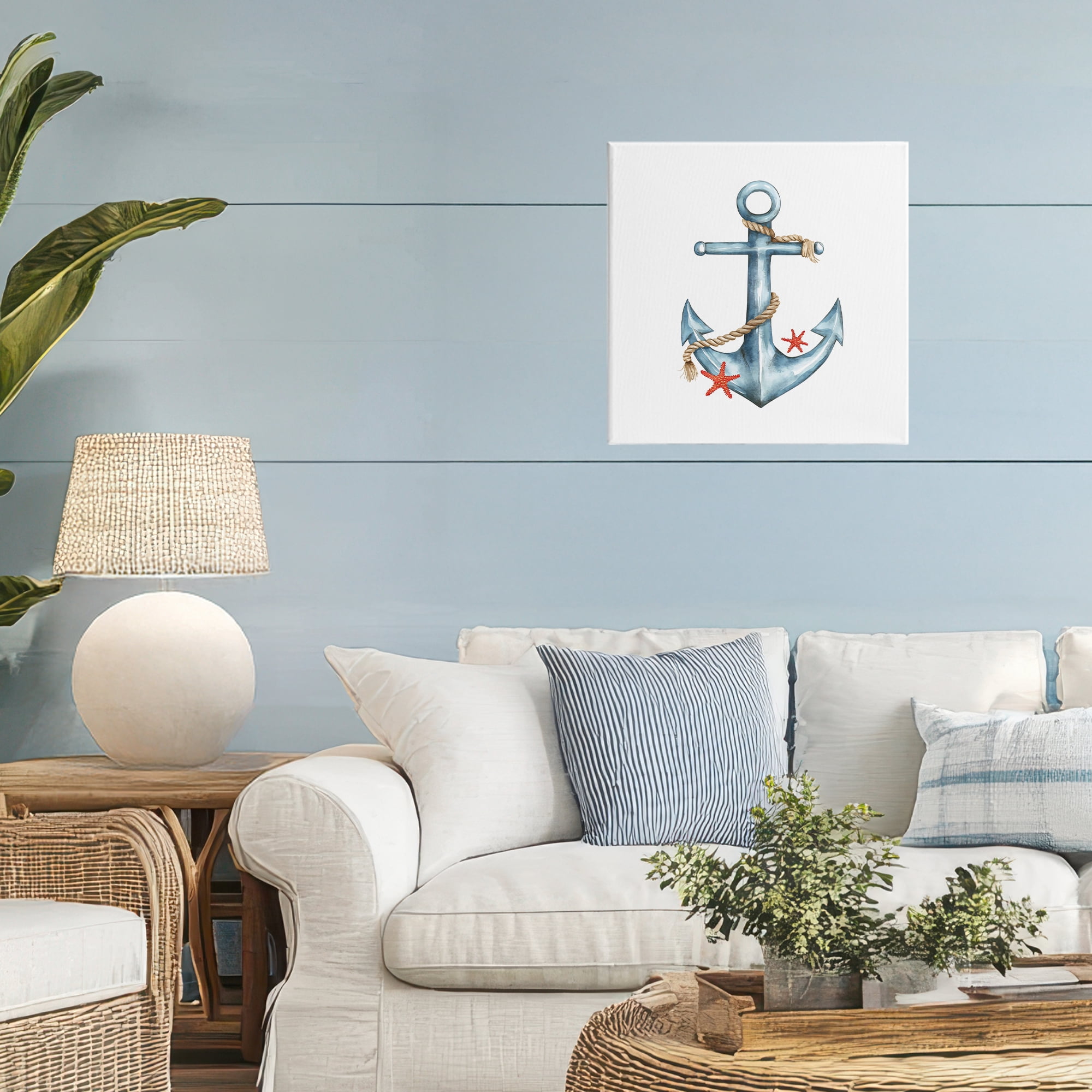 Stupell Industries Cute Sailor Anchor with Starfish Canvas Wall Art, design by LSR Design Studio